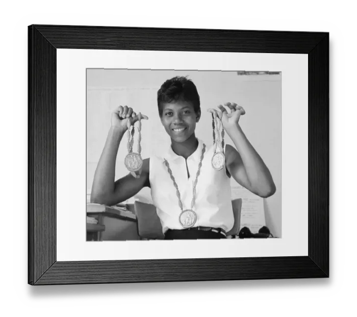 Framed Print : Wilma Rudolph Holding Her Gold Medals Framed Print : Wilma Rudolph Holding Her Gold Medals