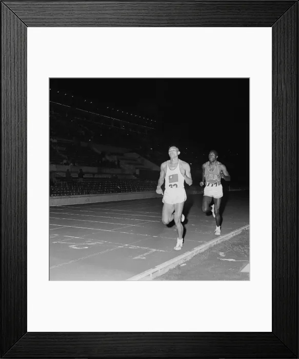 Framed Print : American Rafer Johnson and Taiwanese C.K. Yang Finishing Race Framed Print : American Rafer Johnson and Taiwanese C.K. Yang Finishing Race