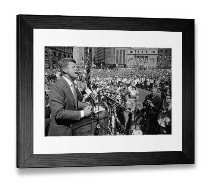 Framed Print : John Kennedy Addressing Crowd Framed Print : John Kennedy Addressing Crowd
