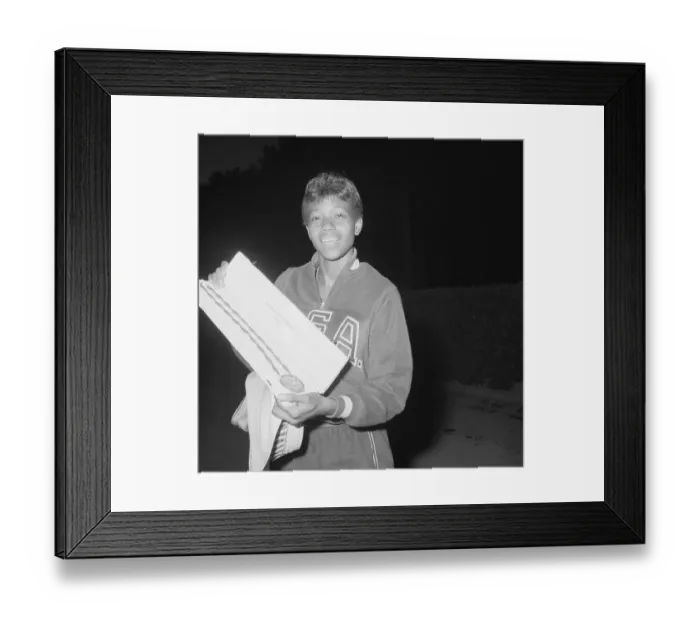 Framed Print : Wilma Rudolph Holding Olympic Gold Medal Framed Print : Wilma Rudolph Holding Olympic Gold Medal