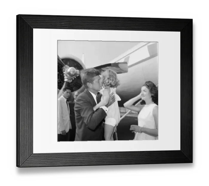 Framed Print : John Kennedy Kissing Daughter Goodbye Framed Print : John Kennedy Kissing Daughter Goodbye