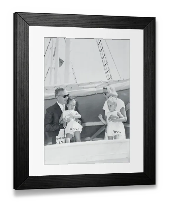 Framed Print : Prince Rainier with His Family on Boat Framed Print : Prince Rainier with His Family on Boat