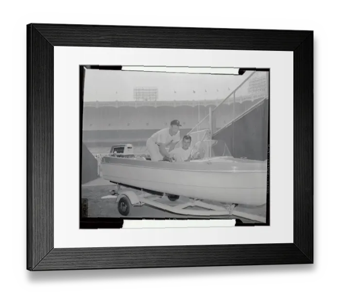 Framed Print : Mickey Mantle and Bill Moose Skowron in Boat Framed Print : Mickey Mantle and Bill Moose Skowron in Boat