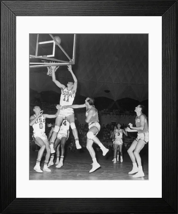 Framed Print : USA Playing Italy in Olympic Basketball Game Framed Print : USA Playing Italy in Olympic Basketball Game