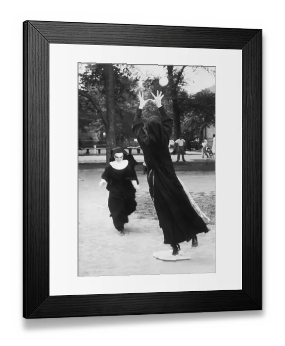 Framed Print : Nuns Playing Softball Framed Print : Nuns Playing Softball