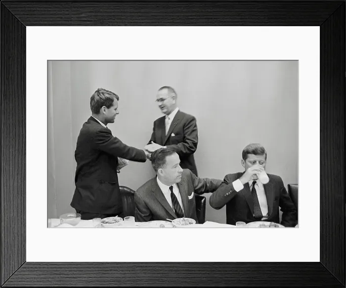 Framed Print : Robert Kennedy Shaking Hands With Lyndon Johnson