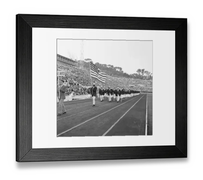 Framed Print : Rafer Johnson Carries Us Olympic Flag Framed Print : Rafer Johnson Carries Us Olympic Flag