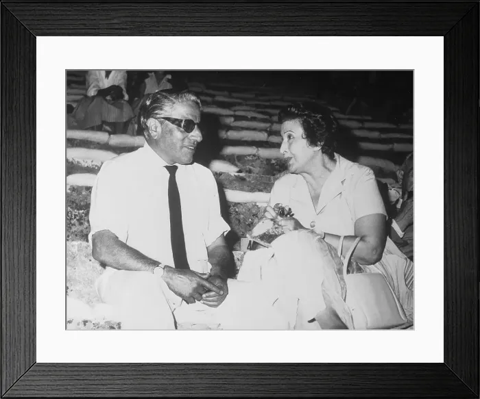 Framed Print : Aristotle Onassis Sitting and Talking With Actress Katina Paxinou Framed Print : Aristotle Onassis Sitting and Talking With Actress Katina Paxinou