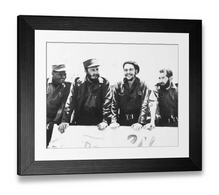 Framed Print : Castro and Guevara Review Peasant Militia