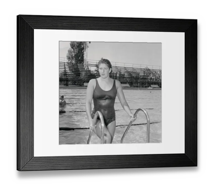Framed Print : Dawn Fraser Standing at Poolside Framed Print : Dawn Fraser Standing at Poolside