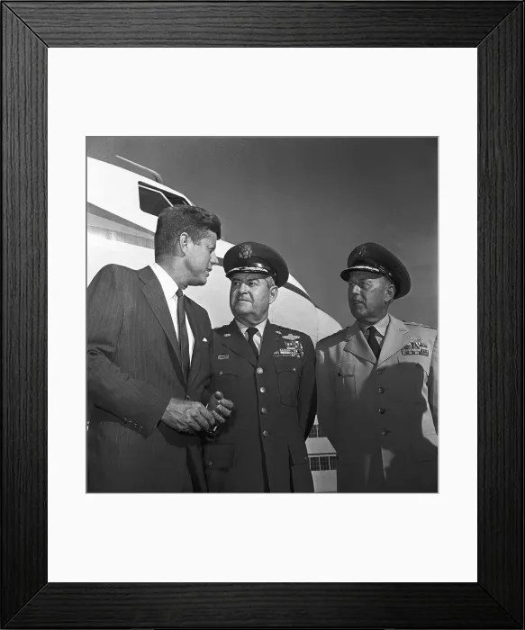 Framed Print : John Kennedy and Military Officers Standing Near Plane Framed Print : John Kennedy and Military Officers Standing Near Plane