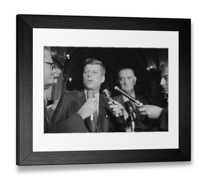 Framed Print : John F. Kennedy at Microphones Framed Print : John F. Kennedy at Microphones