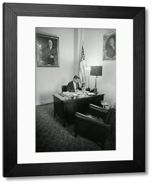 Framed Print : Senator John F. Kennedy Working at Desk Framed Print : Senator John F. Kennedy Working at Desk