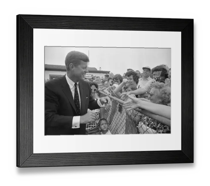 Framed Print : John F. Kennedy Smiling at Welcomers Framed Print : John F. Kennedy Smiling at Welcomers