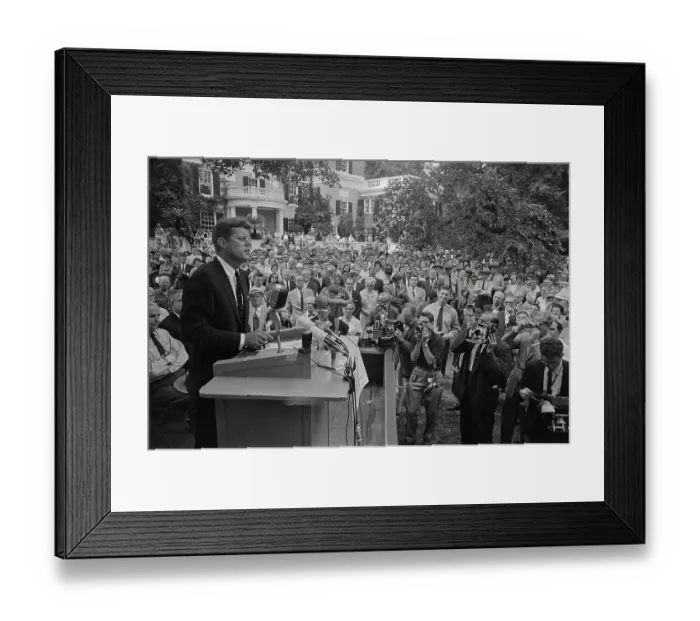 Framed Print : John F Kennedy Addressing Crowd Framed Print : John F Kennedy Addressing Crowd