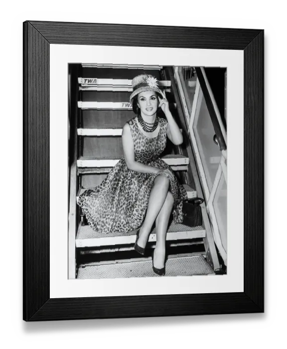 Framed Print : Gina Lollobrigida on Jet's Gangplank Framed Print : Gina Lollobrigida on Jet's Gangplank