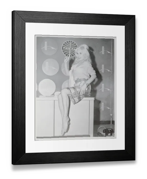 Framed Print : Mamie Van Doren Posing Near Pan Am Logo Framed Print : Mamie Van Doren Posing Near Pan Am Logo