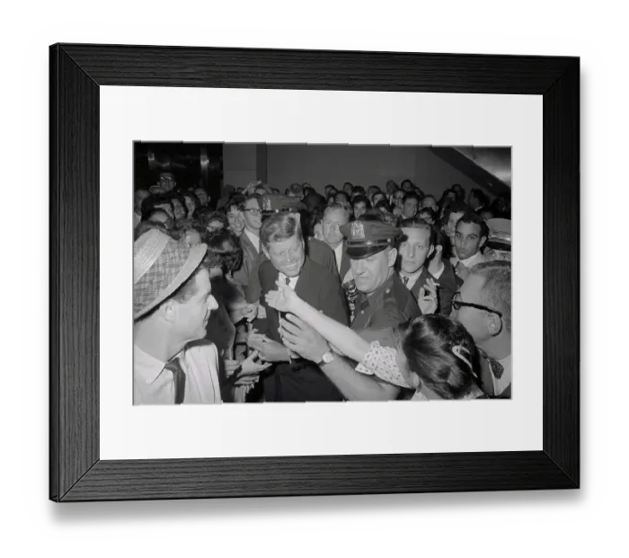 Framed Print : John F. Kennedy with Fans Framed Print : John F. Kennedy with Fans