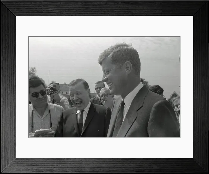 Framed Print : John F. Kennedy with Press Members Framed Print : John F. Kennedy with Press Members