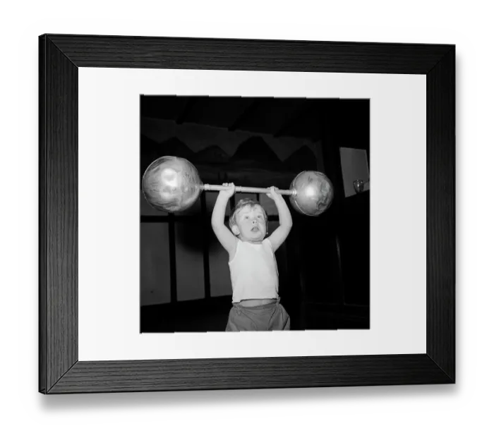 Framed Print : Baby Lifting Dumbbell Framed Print : Baby Lifting Dumbbell