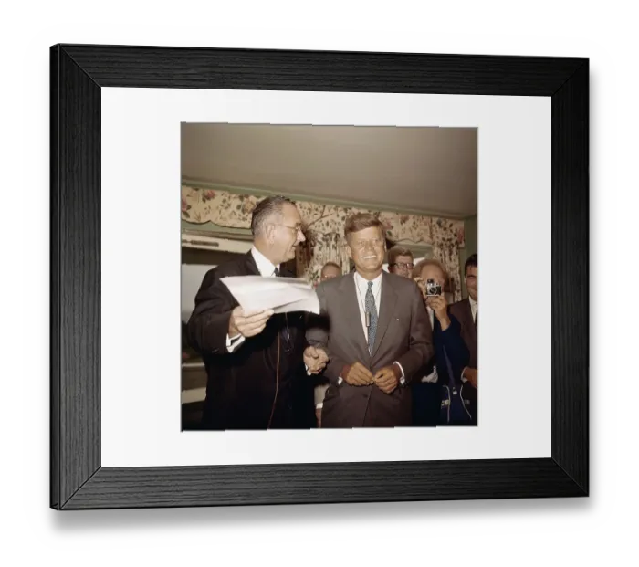 Framed Print : Senator John F. Kennedy and Lyndon B. Johnson with the Press Framed Print : Senator John F. Kennedy and Lyndon B. Johnson with the Press