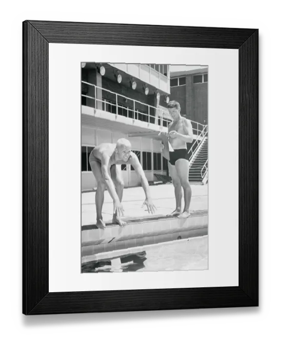 Framed Print : Lance Larson Training with His Coach Framed Print : Lance Larson Training with His Coach