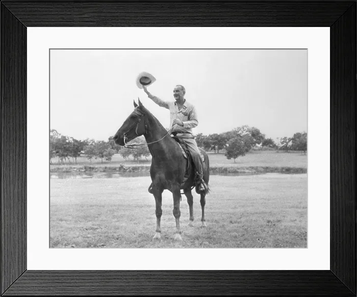 Framed Print : Lyndon Johnson Waving Hat Framed Print : Lyndon Johnson Waving Hat