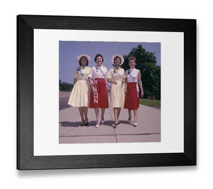 Framed Print : Young Women Strolling Together While at Republican Convention