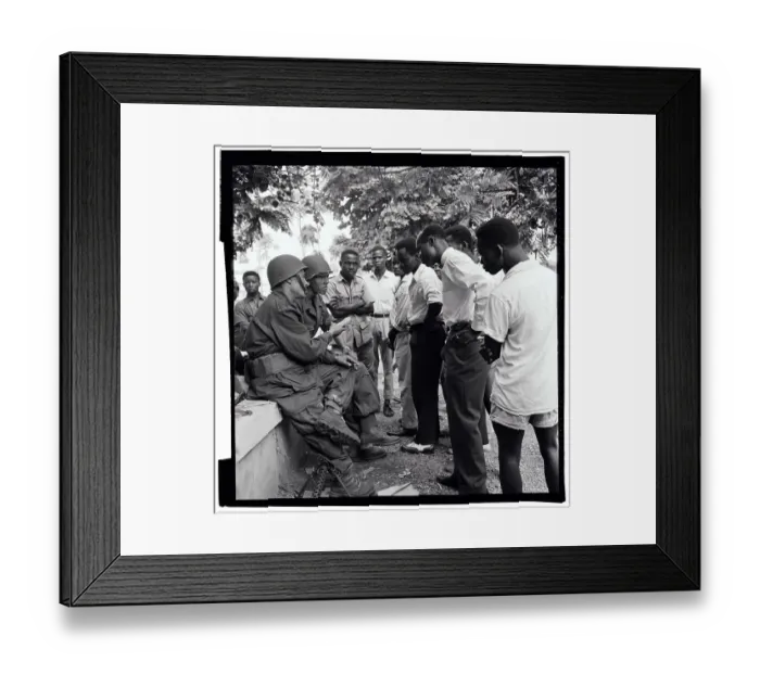 Framed Print : Tunisian Troops Chat With Men in the Congo Framed Print : Tunisian Troops Chat With Men in the Congo