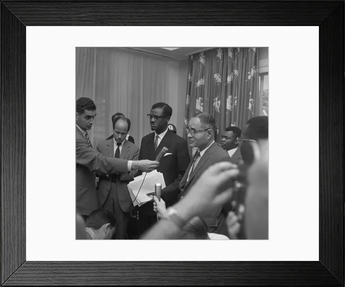 Framed Print : Lumumba and Bunche at Press Conference Framed Print : Lumumba and Bunche at Press Conference