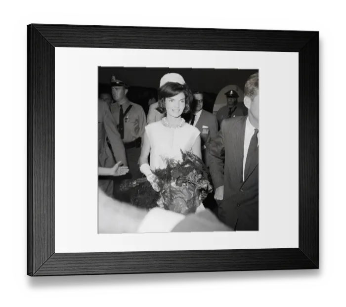 Framed Print : Jackie Kennedy Holding Bouquet of Roses