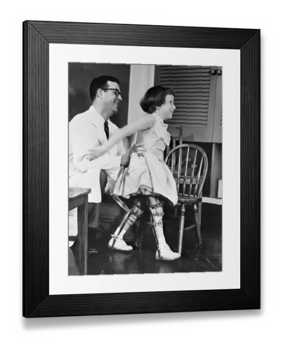 Framed Print : Girl Walking on Braces Framed Print : Girl Walking on Braces