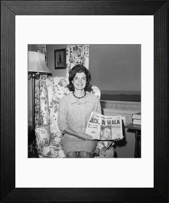 Framed Print : Mrs. Kennedy Holding Newspaper Framed Print : Mrs. Kennedy Holding Newspaper