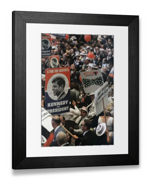 Framed Print : Rally Goers with Signs for John F. Kennedy Framed Print : Rally Goers with Signs for John F. Kennedy