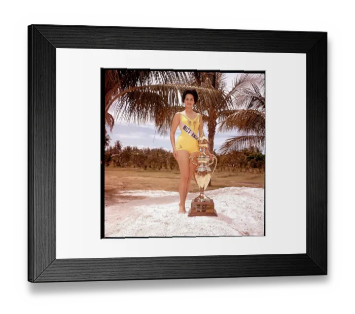 Framed Print : Miss Universe 1960 Poses with Trophy Framed Print : Miss Universe 1960 Poses with Trophy