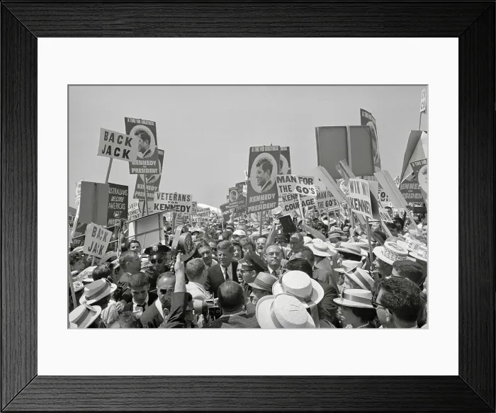 Framed Print : Supporters Cheering on John Kennedy Framed Print : Supporters Cheering on John Kennedy