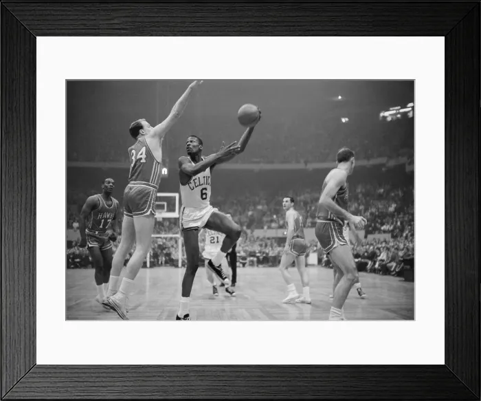 Framed Print : Celtics Russell Hooking Shot Framed Print : Celtics Russell Hooking Shot