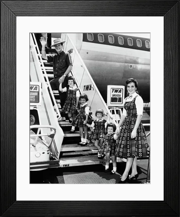 Framed Print : Pat Boone and Family Boarding Airplane Framed Print : Pat Boone and Family Boarding Airplane