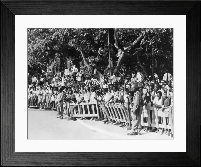 Framed Print : Crowds Behind Fence, In Trees;Independenc Framed Print : Crowds Behind Fence, In Trees;Independenc