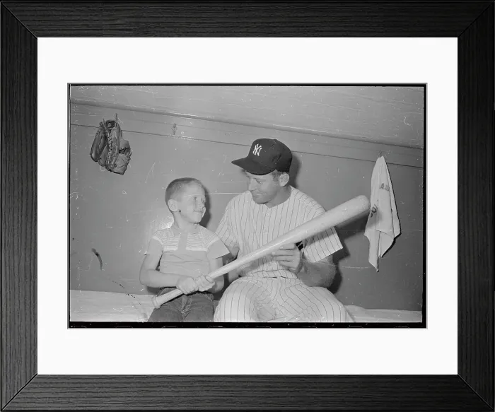 Framed Print : Mickey Mantle Sitting with His Son Mickey Jr Framed Print : Mickey Mantle Sitting with His Son Mickey Jr
