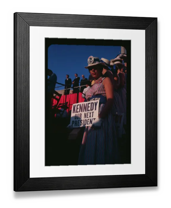 Framed Print : Girl Holding Sign Reading Kennedy Our Next President Framed Print : Girl Holding Sign Reading Kennedy Our Next President