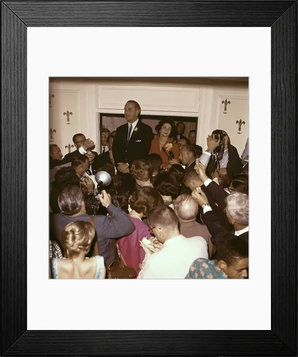 Framed Print : Senator Lyndon B. Johnson and Wife with the Press Framed Print : Senator Lyndon B. Johnson and Wife with the Press