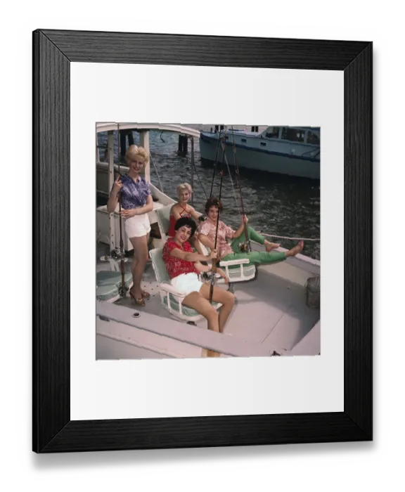 Framed Print : Beauty Contestants Enjoying Boat at Miami Framed Print : Beauty Contestants Enjoying Boat at Miami