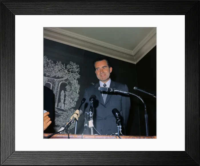 Framed Print : Richard Nixon Speaking at a Press Conference Framed Print : Richard Nixon Speaking at a Press Conference