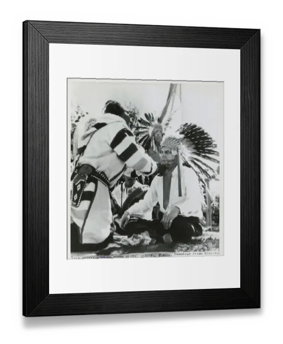 Framed Print : Medicine Man Placing Headdress on John Diefenbaker