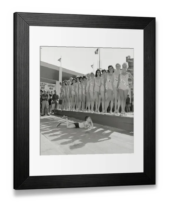 Framed Print : Girl Posing near Beauty Contestants Framed Print : Girl Posing near Beauty Contestants
