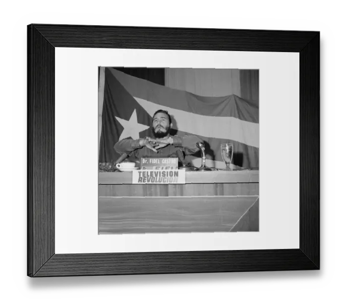 Framed Print : Fidel Castro Gesturing at Microphones Framed Print : Fidel Castro Gesturing at Microphones