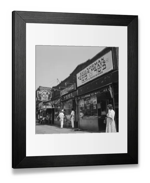 Framed Print : Diverse Restaurants and Stores in Brooklyn