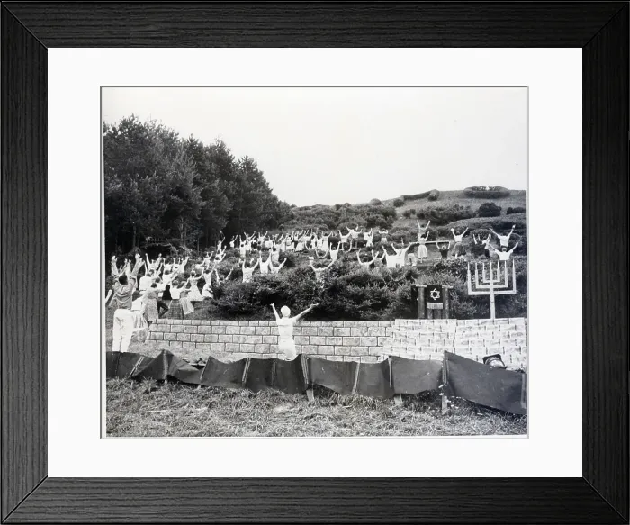 Framed Print : Group Looking Up Hillside Raising Arms Framed Print : Group Looking Up Hillside Raising Arms