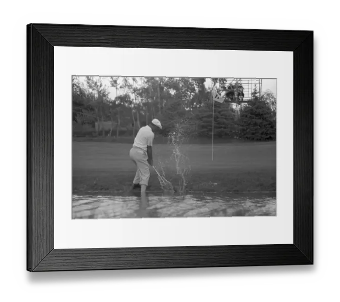 Framed Print : Wet Feet. Ben Hogan met his waterloo one next to last hole here 6 / 18 during Framed Print : Wet Feet. Ben Hogan met his waterloo one next to last hole here 6 / 18 during